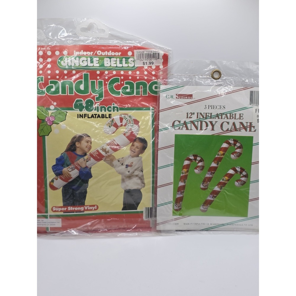 Indoor/Outdoor Inflatable Candy Cane Vintage New1- 48" & 3- Smaller 12"